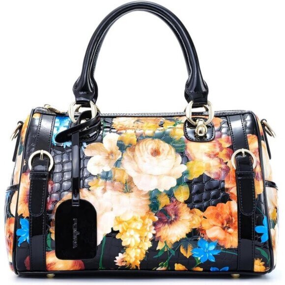 ⚡Women White Rose Genuine Leather Tote Handbag Clutch Purse Crossbody Bag - Picture 8 of 9